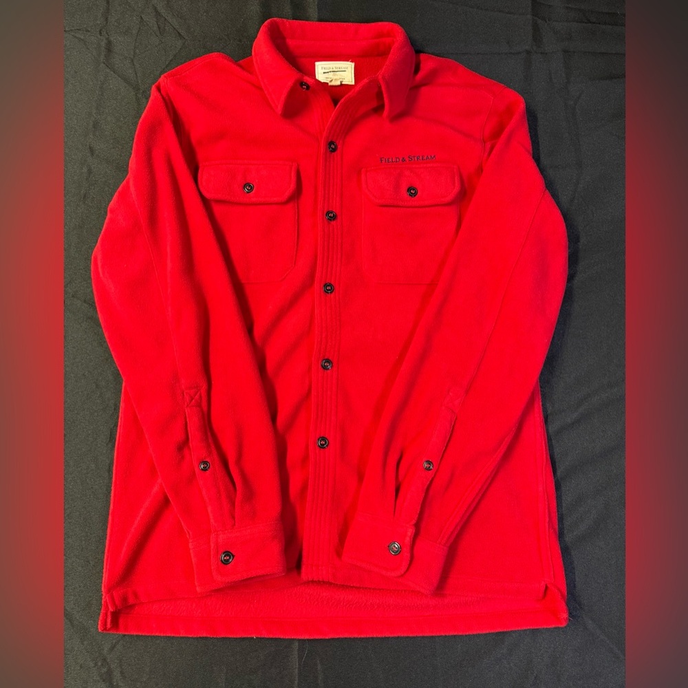 Field & Stream Red Fleece Men’s Medium Fishing Hunting Button Down Medium Weight